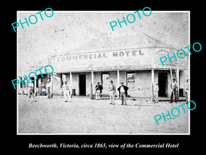 OLD LARGE HISTORICAL PHOTO OF BEECHWORTH VICTORIA, VIEW OF COMMERCIAL HOTEL 1865