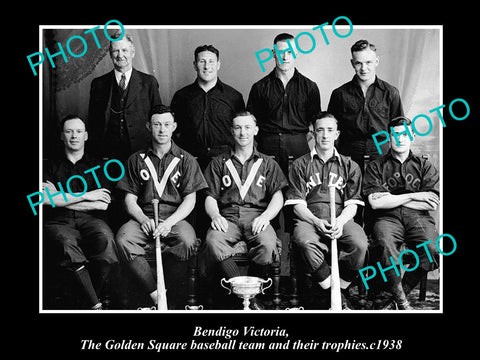 OLD LARGE HISTORICAL PHOTO OF BENDIGO VICTORIA, GOLDEN SQUARE BASEBALL TEAM 1938