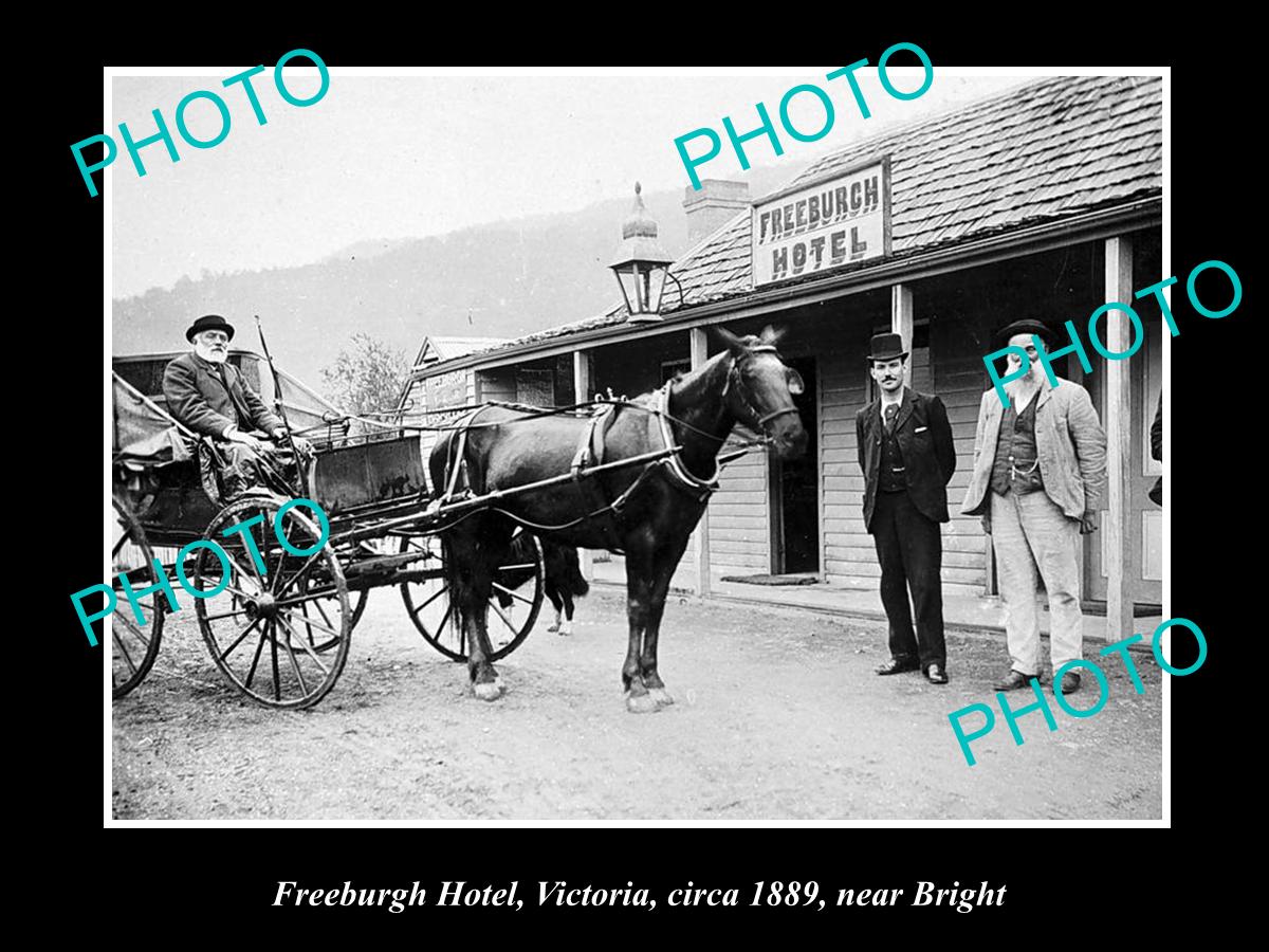 OLD LARGE HISTORICAL PHOTO OF FREEBURGH VICTORIA, VIEW OF THE HOTEL c1889