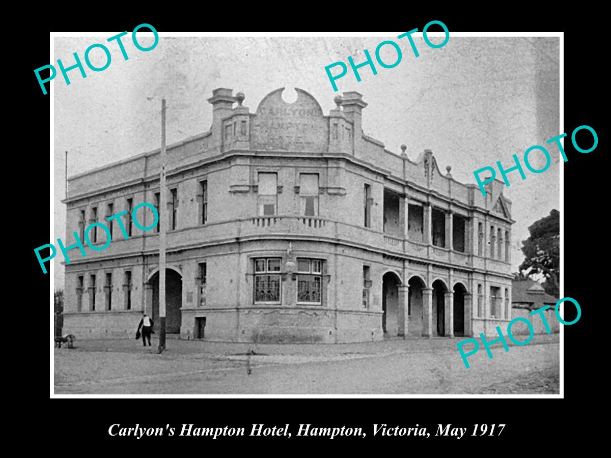 OLD LARGE HISTORICAL PHOTO OF HAMPTON VICTORIA, VIEW OF CARLYONS HOTEL c1917