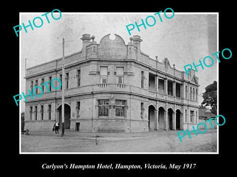 OLD LARGE HISTORICAL PHOTO OF HAMPTON VICTORIA, VIEW OF CARLYONS HOTEL c1917