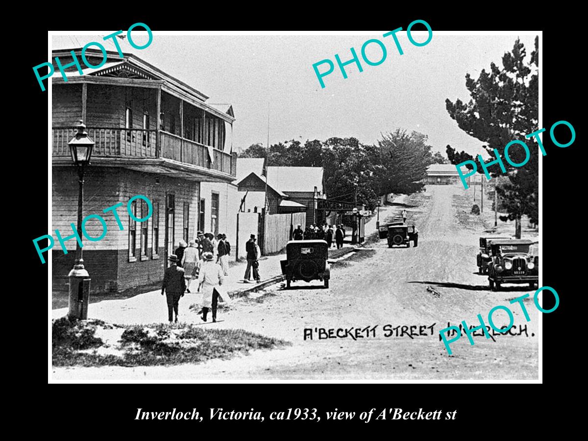 OLD LARGE HISTORICAL PHOTO OF INVERLOCH VICTORIA, VIEW OF THE A'BECKETT St 1933