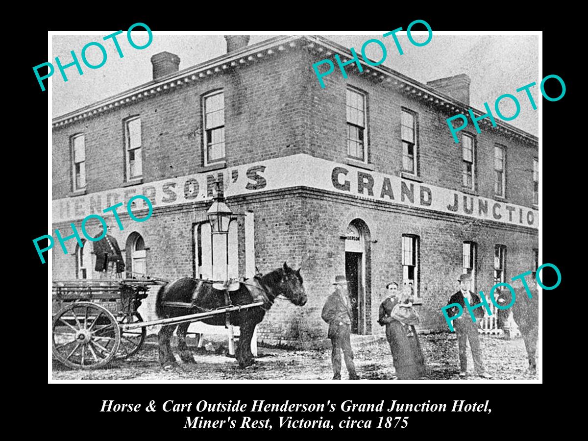 OLD LARGE HISTORICAL PHOTO OF MINERS REST VICTORIA, VIEW OF HENDERSON HOTEL 1875