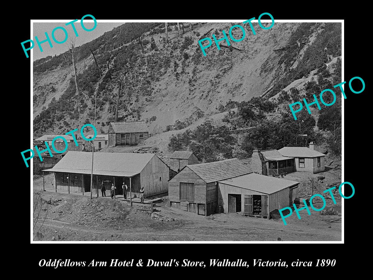 OLD LARGE HISTORICAL PHOTO OF WALHALLA VICTORIA, ODDFELLOWS ARM HOTEL c1890