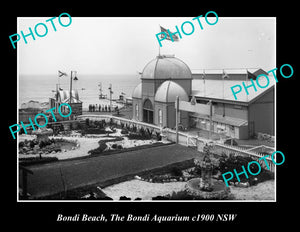 OLD LARGE HISTORIC PHOTO OF BONDI BEACH NSW, THE BONDI AQUARIUM c1900
