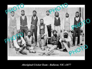 OLD LARGE HISTORICAL PHOTO OF ABORIGINAL CRICKET TEAM, c1877 BALLARAT VICTORIA