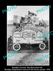 OLD LARGE HISTORICAL PHOTO OF BENDIGO VICTORIA, EASTER PARADE FLOAT c1918