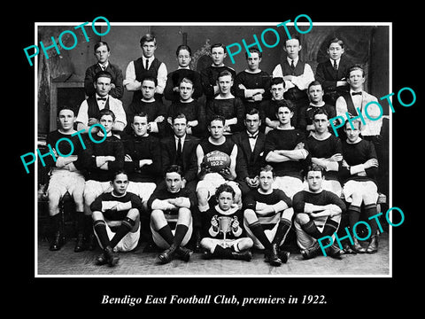 OLD LARGE HISTORICAL PHOTO OF BENDIGO EAST FOOTBALL CLUB 1922 PREMIERS, VICTORIA