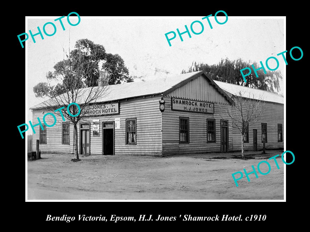 OLD LARGE HISTORICAL PHOTO OF BENDIGO VICTORIA, THE SHAMROCK HOTEL c1910 EPSOM