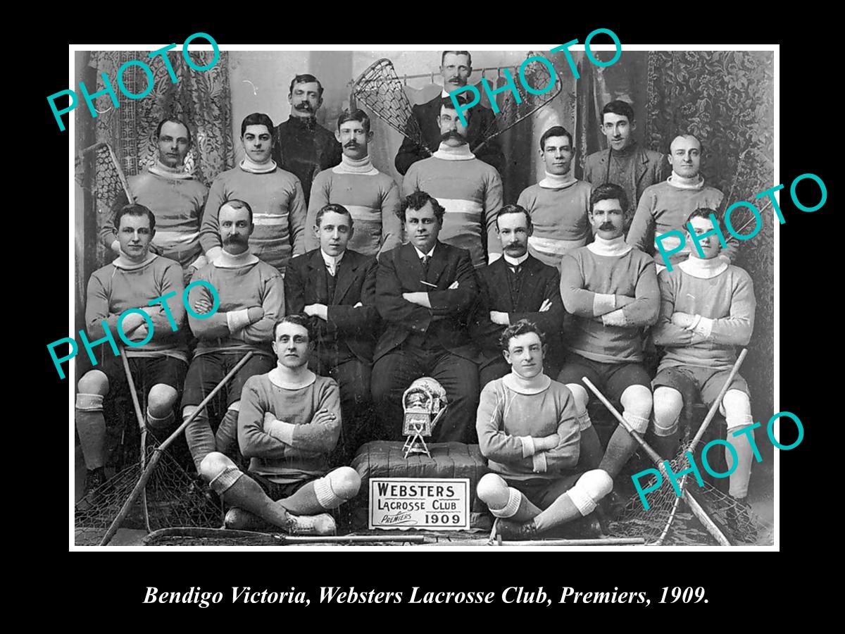 OLD LARGE HISTORICAL PHOTO OF BENDIGO VICTORIA, WEBSTERS LACROSSE TEAM c1909