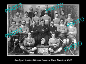 OLD LARGE HISTORICAL PHOTO OF BENDIGO VICTORIA, WEBSTERS LACROSSE TEAM c1909