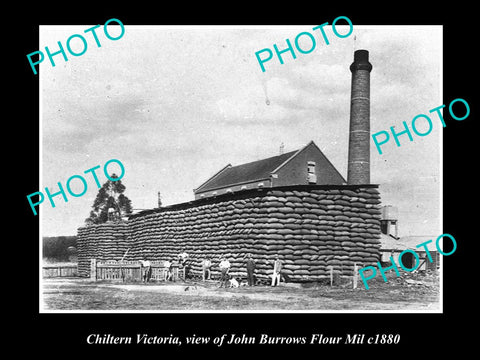 OLD LARGE HISTORICAL PHOTO OF CHILTERN VICTORIA, THE BURROWS FLOUR MIL c1880