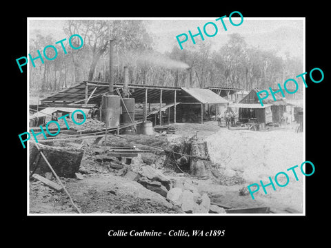 OLD LARGE HISTORICAL PHOTO OF COLLIE WEST AUSTRALIA, VIEW OF THE COAL MINE 1895