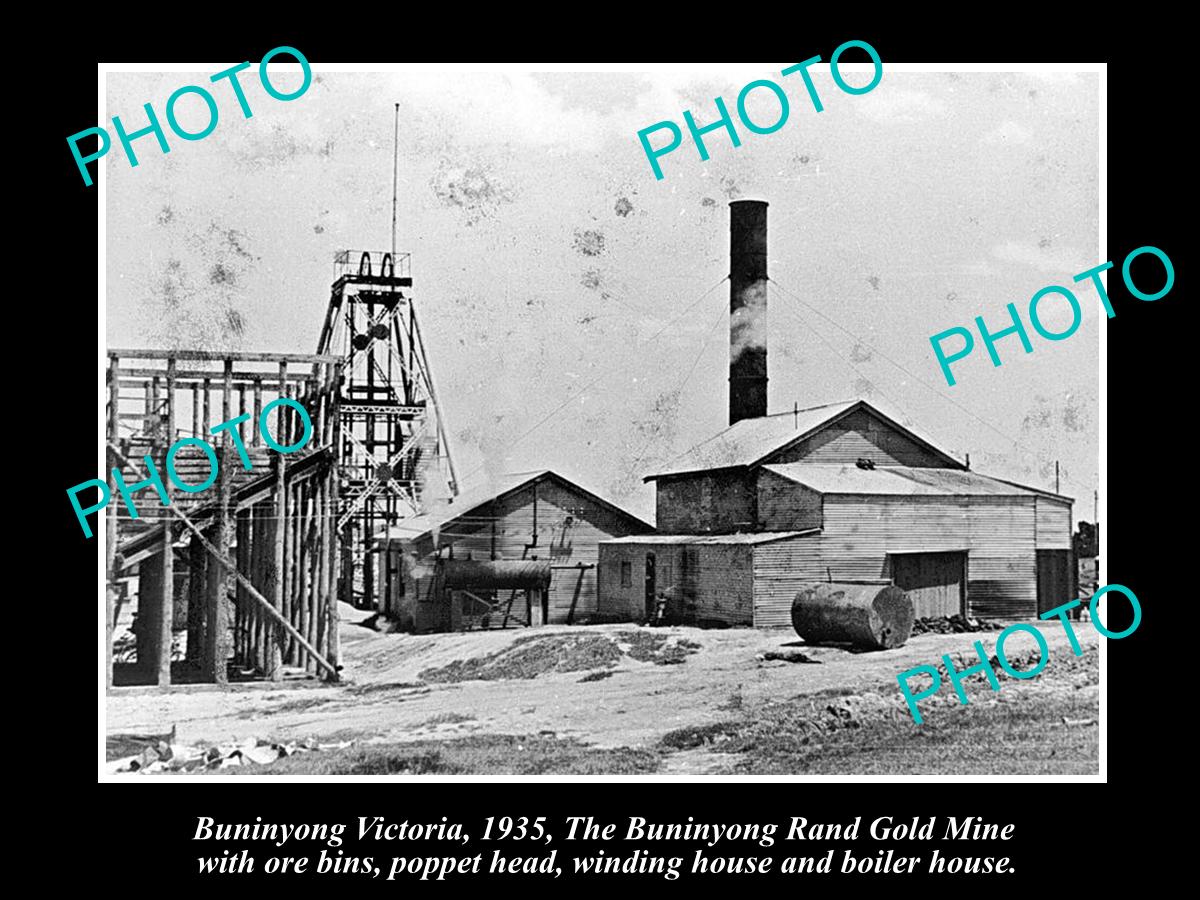 OLD LARGE HISTORICAL PHOTO OF BUNINYONG VICTORIA, VIEW OF THE GOLD MINE 1935