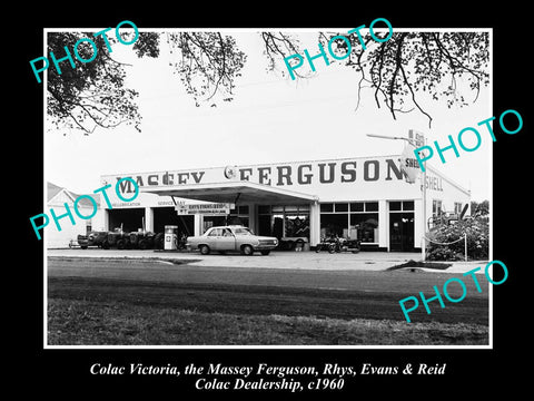 OLD LARGE HISTORICAL PHOTO OF COLAC VICTORIA, MASSEY FURGUSON DEALERSHIP c1960