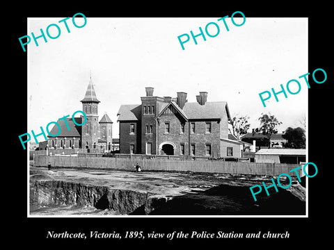 OLD LARGE HISTORICAL PHOTO OF NORTHCOTE VICTORIA VIEW OF THE POLICE STATION 1895