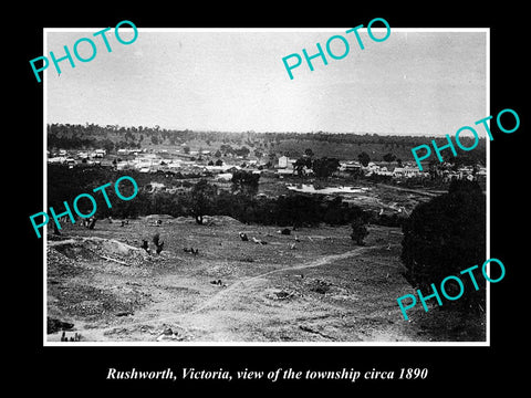 OLD LARGE HISTORICAL PHOTO OF RUSHWORTH VICTORIA, VIEW OF THE TOWNSHIP c1890