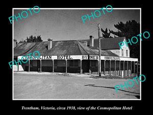 OLD LARGE HISTORICAL PHOTO OF TRENTHAM VICTORIA, THE COSMOPOLITAN HOTEL 1938