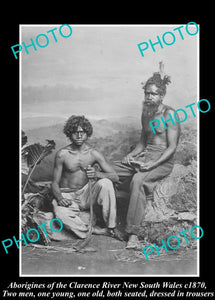 OLD HISTORICAL ABORIGINAL PHOTO OF MEN WITH BOOMERANGS, CLARENCE RIVER NSW c1870