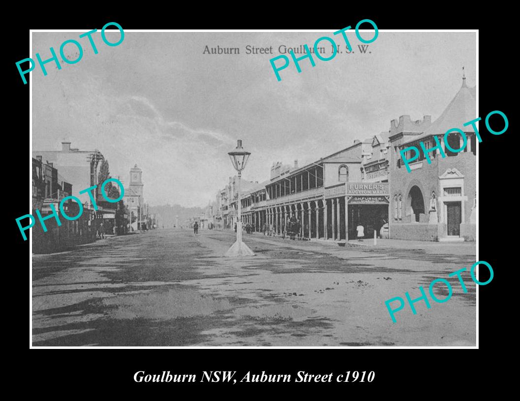 OLD LARGE HISTORIC PHOTO OF GOULBURN NSW, VIEW OF AUBURN STREET c1910