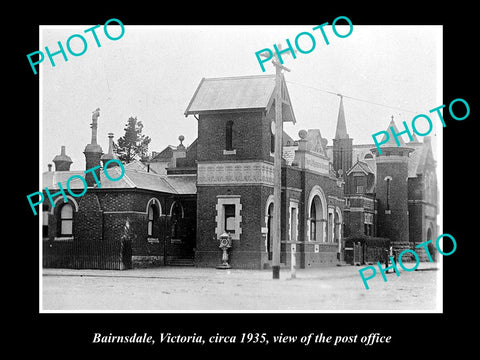 OLD LARGE HISTORIC PHOTO OF BAIRNSDALE VICTORIA, VIEW OF THE POST OFFICE c1935