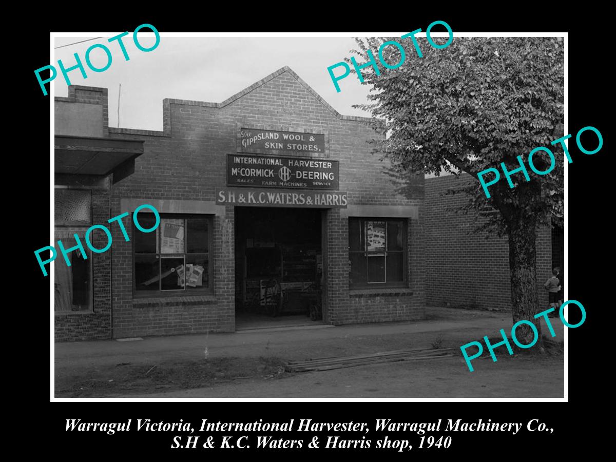 OLD LARGE HISTORIC PHOTO OF WARRAGUL VICTORIA INTERNATIONAL HARVESTER STORE 1940