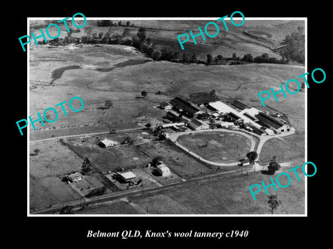 OLD LARGE HISTORIC PHOTO OF BELMONT QLD, VIEW OF THE KNOX WOOL TANNERY c1940