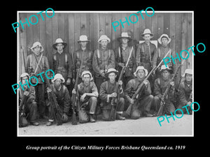 OLD LARGE HISTORIC PHOTO OF BRISBANE QLD, THE CITIZENS MILITARY FORCE GROUP 1919