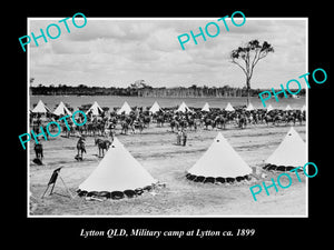 OLD LARGE HISTORIC PHOTO OF BRISBANE QLD, VIEW OF THE LYTTON MILITARY CAMP 1899