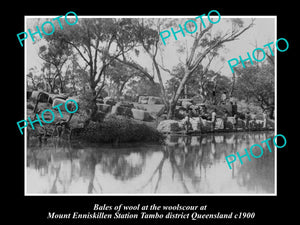 OLD LARGE HISTORIC PHOTO OF TAMBO QLD, WOOL SCOUR AT Mt ENNISKILLEN STATION 1900