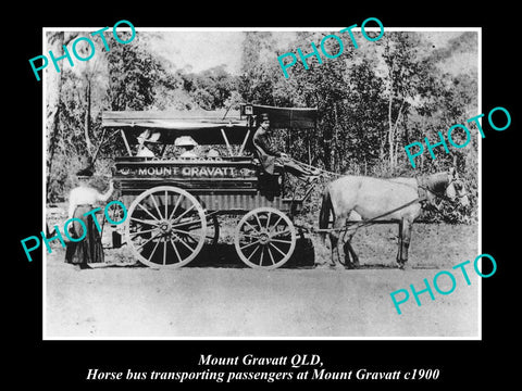 OLD LARGE HISTORIC PHOTO OF MOUNT GRAVATT QLD, PASSENGER SERVICE HORSE CART 1900