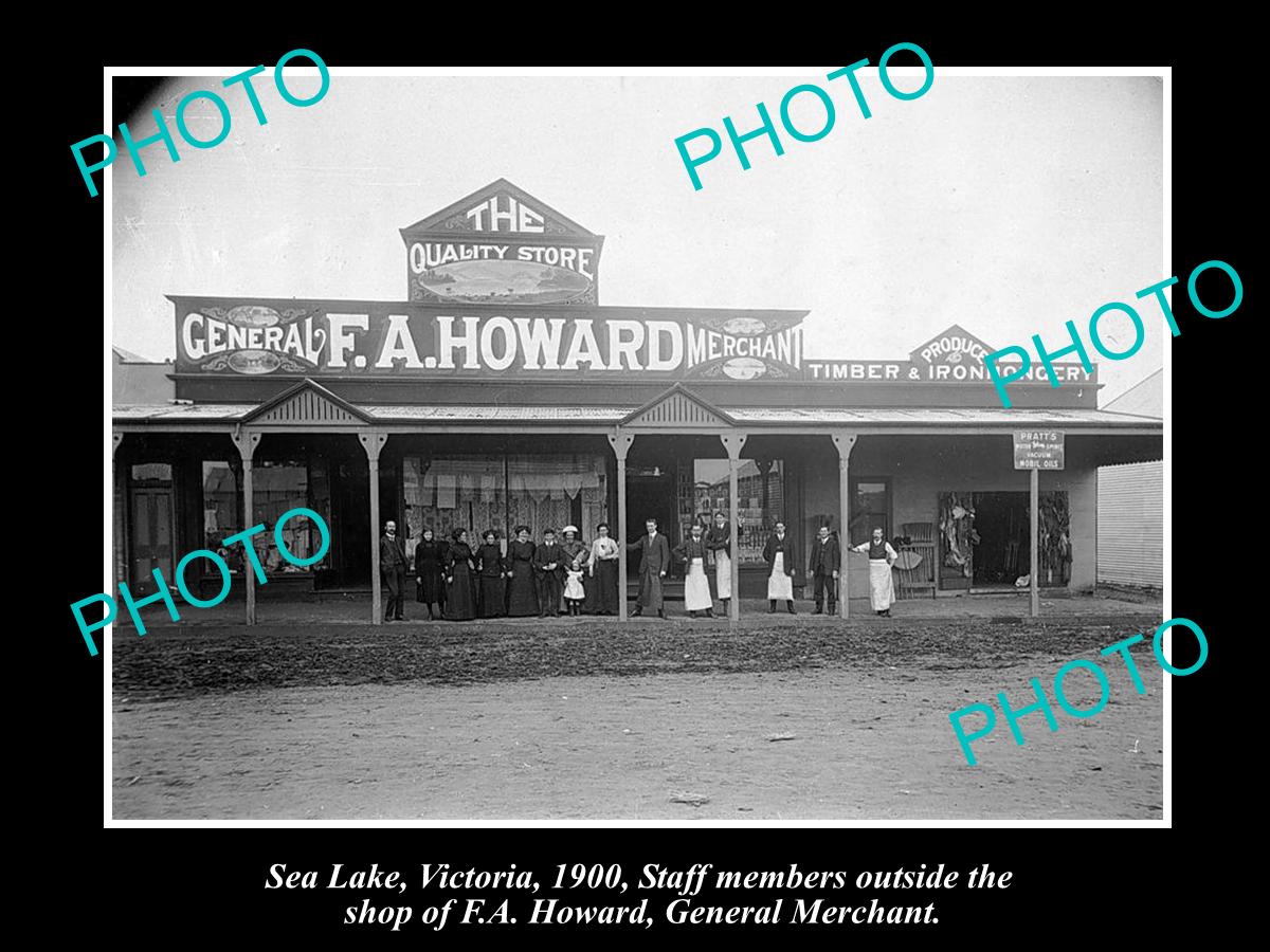 OLD LARGE HISTORIC PHOTO OF  SEA LAKE VICTORIA, HOWARDS GENERAL STORE c1900