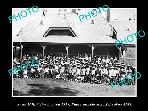 OLD LARGE HISTORIC PHOTO OF  SWAN HILL VICTORIA, PUPILS AT THE STATE SCHOOL 1910