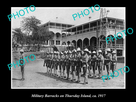 OLD LARGE HISTORIC PHOTO OF THE THURSDAY ISLAND MILITARY BARRACK c1917 QLD