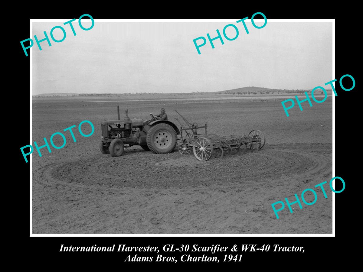 OLD HISTORIC PHOTO OF INTERNATIONAL HARVESTER GL-30 SCARIFIER WK-40 TRACTOR 1941