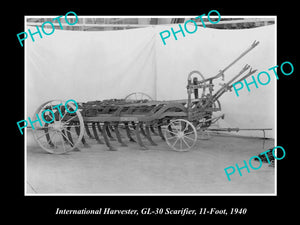 OLD HISTORIC PHOTO OF INTERNATIONAL HARVESTER GL-30 SCARIFIER, 11 FOOT LONG 1940