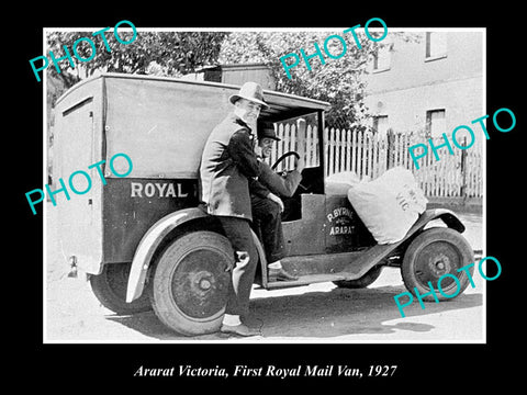 OLD HISTORIC PHOTO OF ARARAT VICTORIA, THE 1st ROYAL MAIL VAN c1927