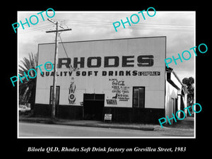 OLD LARGE HISTORIC PHOTO OF BILOELA QLD, THE RHODES SOFT DRINK FACTORY c1983