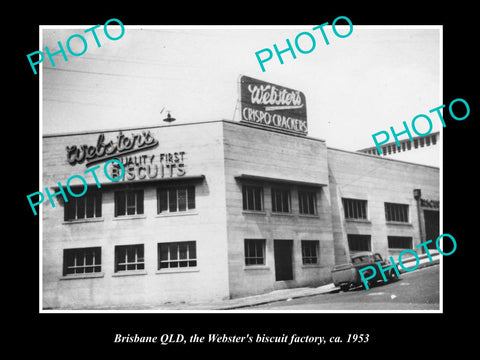 OLD LARGE HISTORIC PHOTO OF BRISBANE QLD, THE WEBSTERS BISCUIT FACTORY c1953