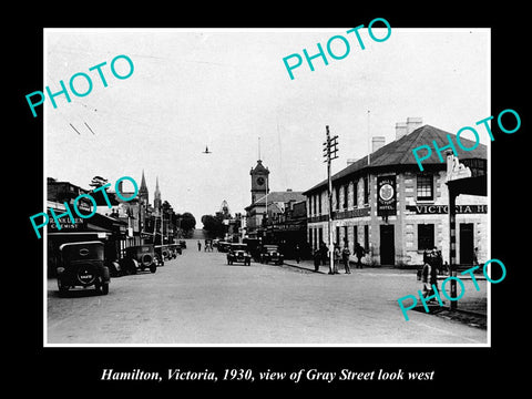 OLD LARGE HISTORIC PHOTO OF HAMILTON VICTORIA, VIEW OF GRAY STREET c1930