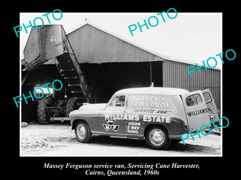 OLD LARGE HISTORIC PHOTO OF MASSEY FERGUSON SERVICE VAN, CAIRNS QLD c1960s