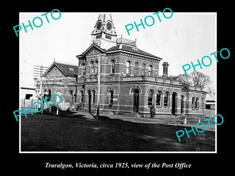 OLD LARGE HISTORIC PHOTO OF TRARALGON VICTORIA, VIEW OF THE POST OFFICE c1925