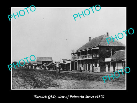 OLD LARGE HISTORIC PHOTO OF WARWICK QUEENSLAND, VIEW OF PALMERIN STREET c1870