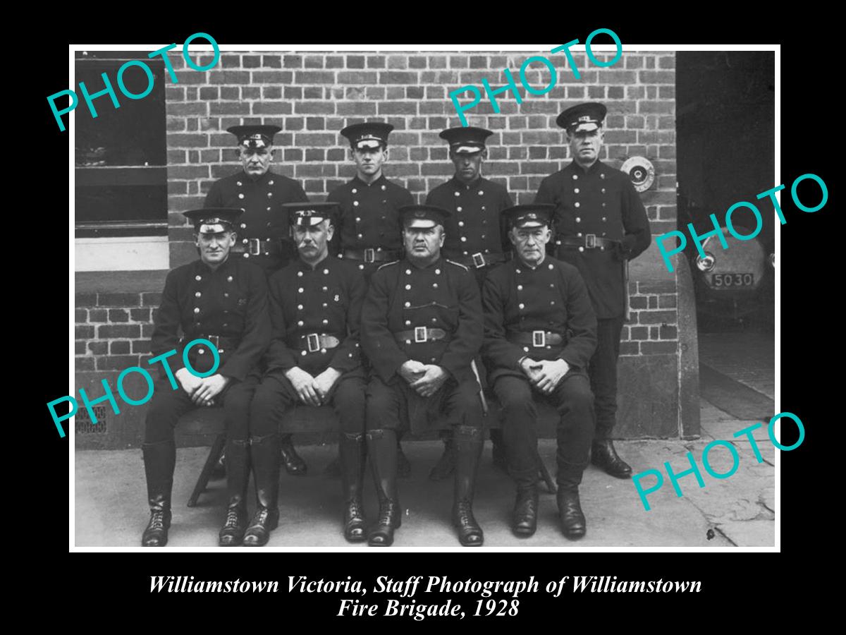 OLD LARGE HISTORIC PHOTO OF WILLIAMSTOWN FIRE BRIGADE, 1928 MELBOURNE VICTORIA