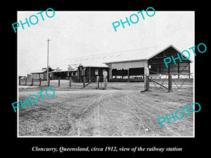 OLD LARGE HISTORIC PHOTO OF CLONCURRY QLD, VIEW OF THE RAILWAY STATION c1912