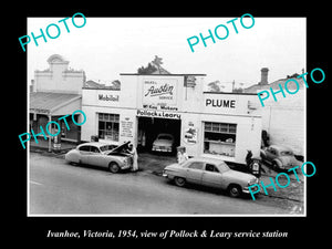 OLD LARGE HISTORIC PHOTO OF IVANHOE VICTORIA, MOBIL OIL Co SERVICE STATION 1954