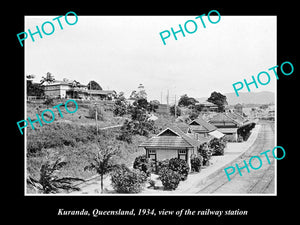 OLD LARGE HISTORIC PHOTO OF KURANDA QLD, VIEW OF THE RAILWAY STATION c1934