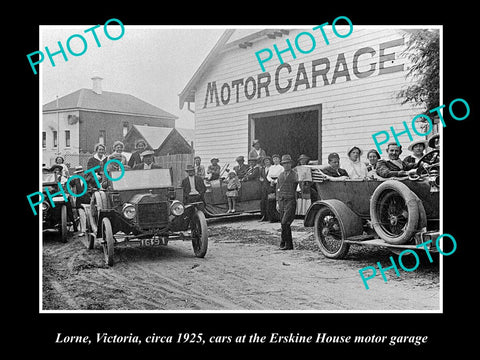 OLD LARGE HISTORIC PHOTO OF LORNE VICTORIA, ERSKINE HOUSE MOTOR GARAGE c1925