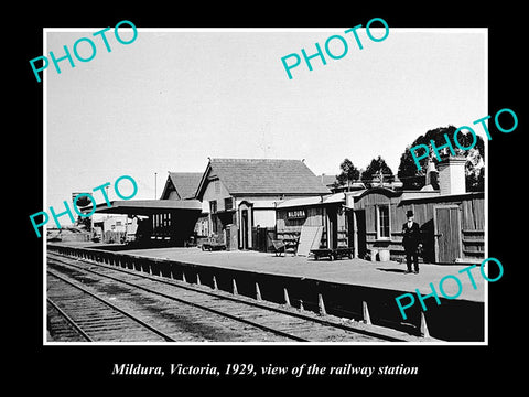 OLD LARGE HISTORIC PHOTO OF MILDURA VICTORIA, VIEW OF THE RAILWAY STATION c1925