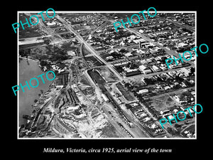 OLD LARGE HISTORIC PHOTO OF MILDURA VICTORIA, AERIAL VIEW OF THE TOWN c1925